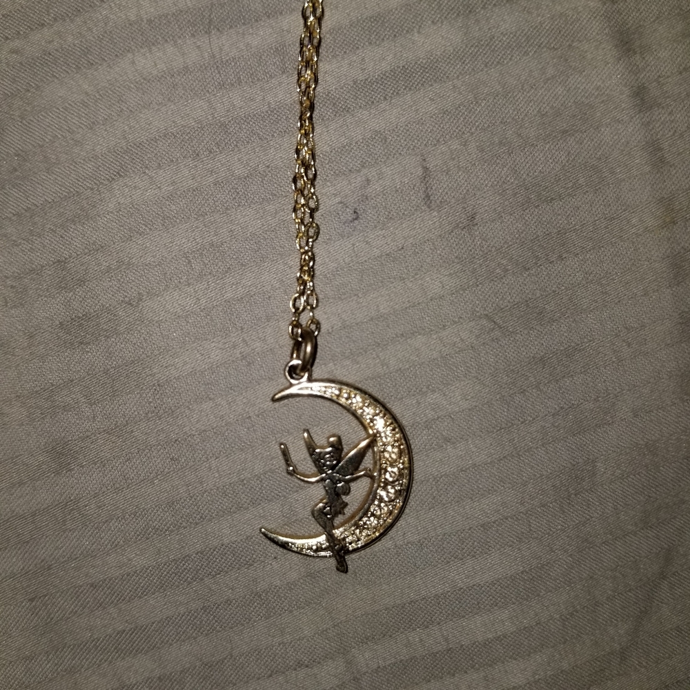 Tinker bell on the moon necklace